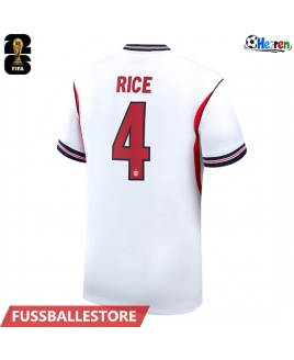 Günstige England Declan Rice #4 Heimtrikot WM 2026 Kurzarm